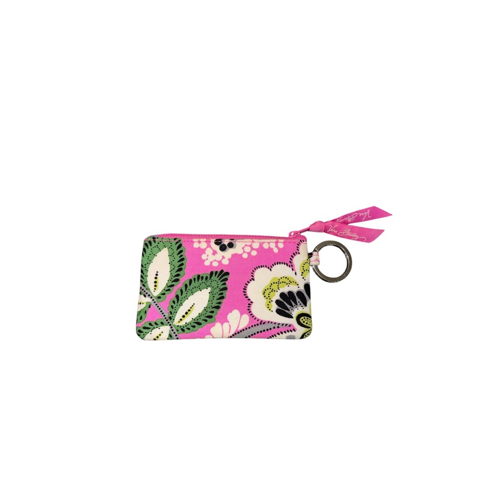 Vera Bradley Zip ID Priscilla Floral Quilted Cotton Wallet Keychain Card Holder